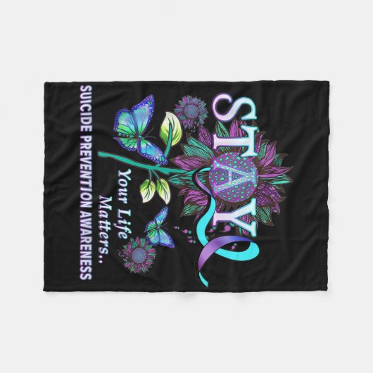 Fun Suicide Prevention Awareness Stay Your Life Pr Fleecedecke (Vorderseite (Horizontal))