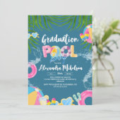 Fun Summer Abschluss Pool Party Einladung (Stehend Vorderseite)