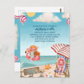 Fun Summer Beach Geburtstagsparty Einladung Postkarte (Vorne/Hinten)