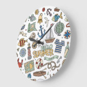 Fun Summer Beach Illustrationen Große Wanduhr (Winkel)
