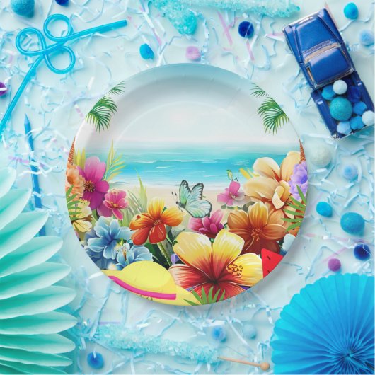 Fun Summer Beach Szene 2 Pappteller (Party)