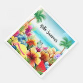 Fun Summer Beach Szene Serviette (Ecke)
