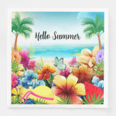 Fun Summer Beach Szene Serviette (Vorderseite)