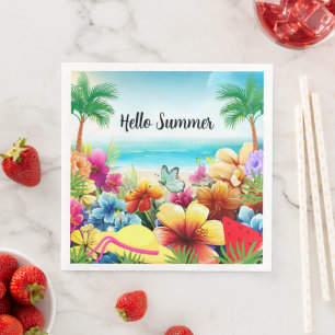 Fun Summer Beach Szene Serviette
