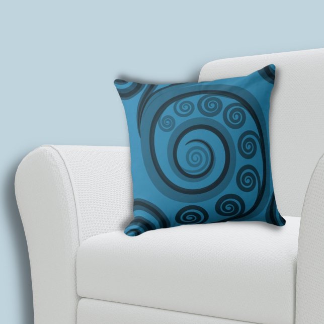 Fun Summer-Blue Fern Frontleitmuster für Wirbel Kissen (Fun Summer-Blue Fern Frond Swirls Pattern Throw Pillow)