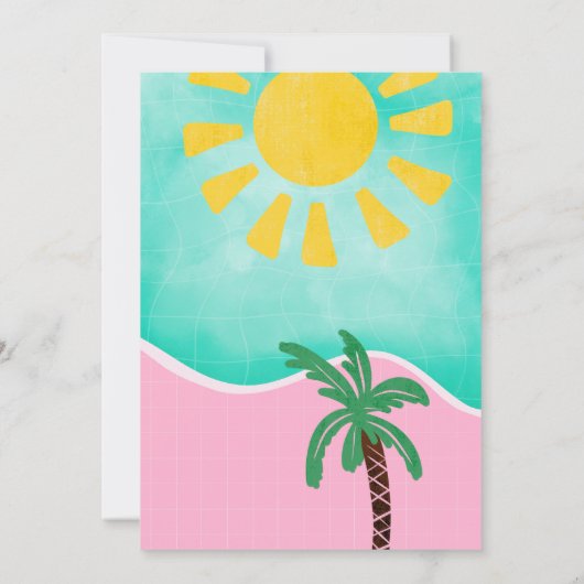 Fun Summer Bright Tropical Pool Party Sweet 16 Einladung (Rückseite)