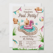 Fun Summer Capybara Pool Party Einladung (Vorderseite)