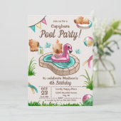 Fun Summer Capybara Pool Party Einladung (Stehend Vorderseite)
