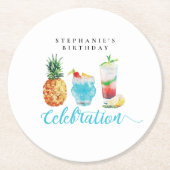 Fun Summer Celebration Cocktail Geburtstagsparty Runder Pappuntersetzer (Vorderseite)