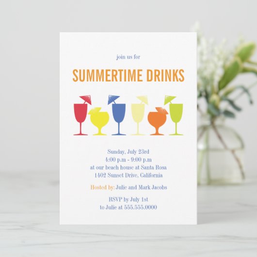 Fun Summer Cocktail Party Einladung (Stehend Vorderseite)