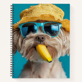 Fun Summer Dog with Banana Notebook Notizblock