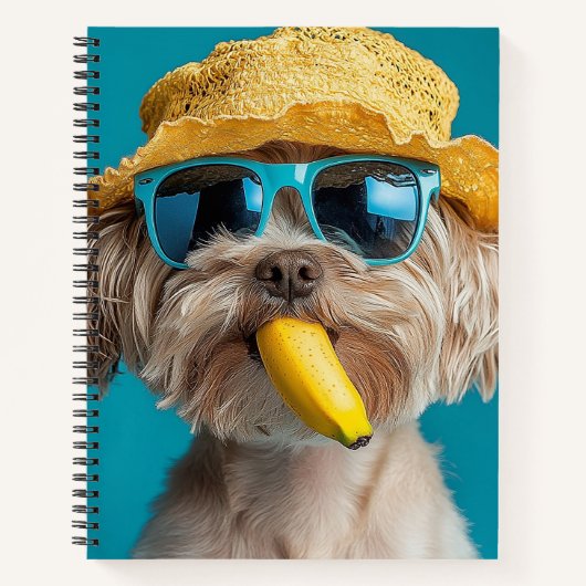 Fun Summer Dog with Banana Notebook Notizblock (Vorderseite)