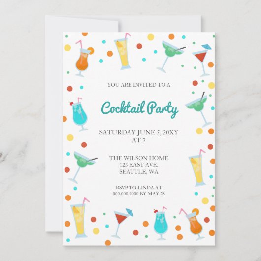 Fun Summer Drinks Cocktail Party Einladung (Vorderseite)
