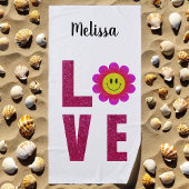 Fun Summer Floral Boho Liebe Sonnenblume Rosa Strandtuch