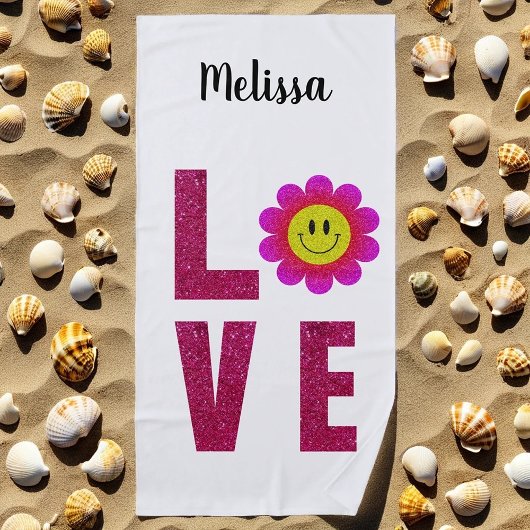 Fun Summer Floral Boho Liebe Sonnenblume Rosa Strandtuch