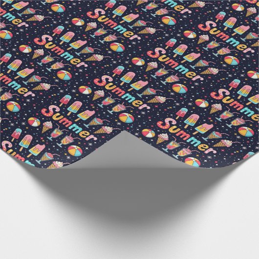 Fun Summer Graphics On Black Geschenkpapier (Ecke)
