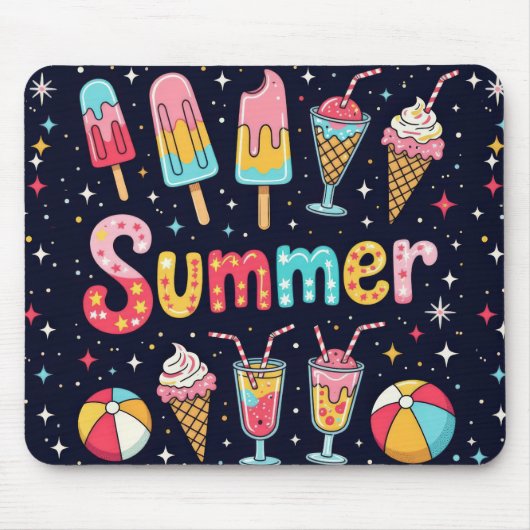 Fun Summer Graphics On Black Mousepad (Vorne)