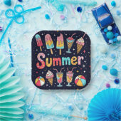 Fun Summer Graphics On Black Pappteller (Party)