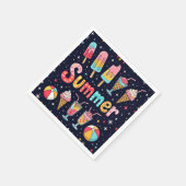 Fun Summer Graphics On Black Serviette (Ecke)