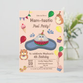 Fun Summer Hamster Birthday Pool Party Einladung (Stehend Vorderseite)