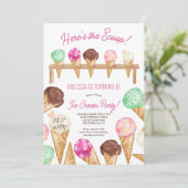 Fun Summer Hier ist der Brusteis Geburtstag Einladung (Stehend Vorderseite)