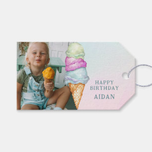 Fun Summer Ice Cream Foto Geburtstagsparty Geschenkanhänger