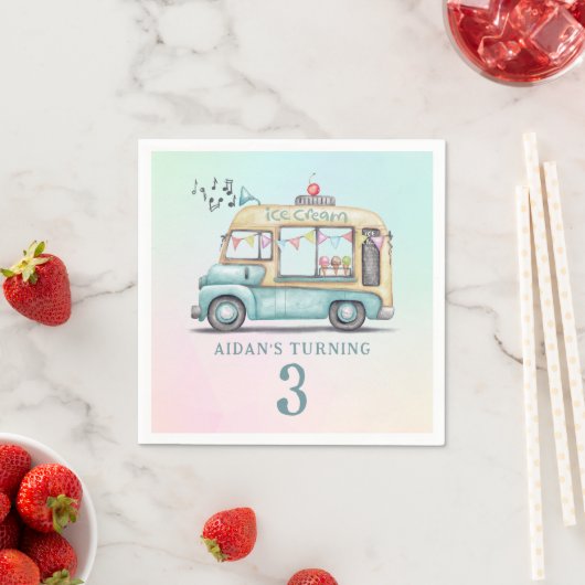 Fun Summer Ice Cream Truck Birthday Party Plate Serviette (Beispiel)