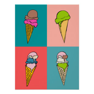 Fun Summer Ice Creme Kunst drucken Poster