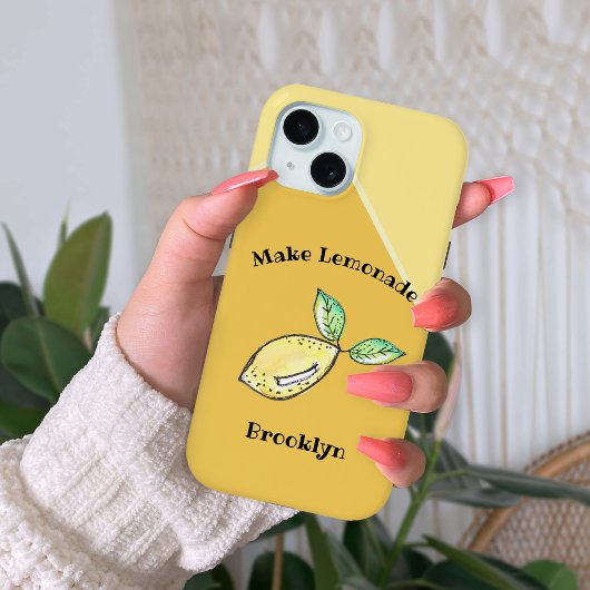 Fun Summer Lemon Yellow Name Modern Niedlich Kitsc Case-Mate iPhone Hülle