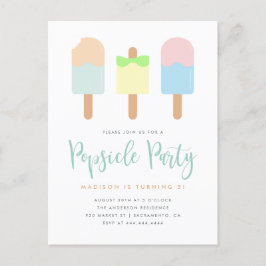 Fun Summer Pastel Popsicle Party Kindergeburt Einladungspostkarte