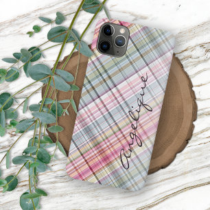 Fun Summer Pink Blue Mint Green Plaid Pattern Case-Mate iPhone Hülle
