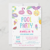 Fun Summer Pool Geburtstagsparty Einladung (Vorderseite)
