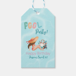 Fun Summer Pool Party Wasserfarbe Süß 16 Geschenkanhänger
