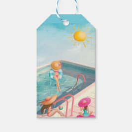 Fun Summer Pool Party Wasserfarbe Süß 16 Geschenkanhänger