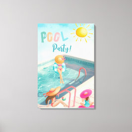Fun Summer Pool Party Wasserfarbe Süß 16 Leinwanddruck