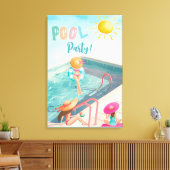 Fun Summer Pool Party Wasserfarbe Süß 16 Leinwanddruck (Insitu (Wohnzimmer))