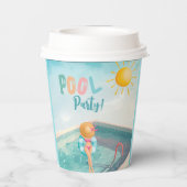 Fun Summer Pool Party Wasserfarbe Süß 16 Pappbecher (Rückseite)