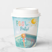 Fun Summer Pool Party Wasserfarbe Süß 16 Pappbecher (Vorderseite)