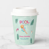 Fun Summer Pool Party Wasserfarbe Süß 16 Pappbecher (Rückseite)