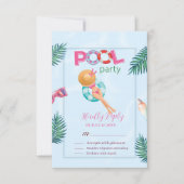 Fun Summer Pool Party Wasserfarbe Süß 16 RSVP Karte (Vorderseite)