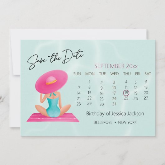 Fun Summer Pool Party Wasserfarbe Süß 16 Save The Date (Vorderseite)