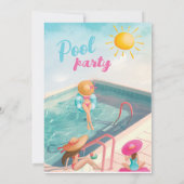 Fun Summer Pool Party Wasserfarbe Süß 16 Save The Date (Rückseite)