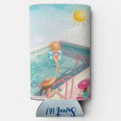 Fun Summer Pool Party Wasserfarbe Süß 16 Selters Dosenkühler (Rückseite)