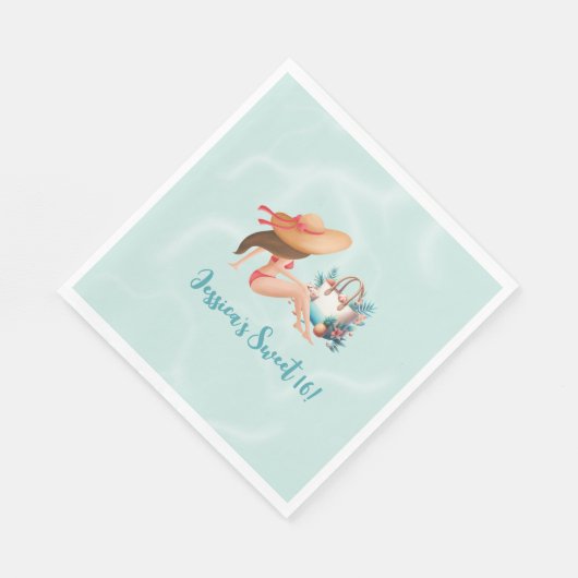 Fun Summer Pool Party Wasserfarbe Süß 16 Serviette (Ecke)