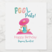 Fun Summer Pool Party Wasserfarbe Süß 16 Weinetikett (Einzelnes Label)