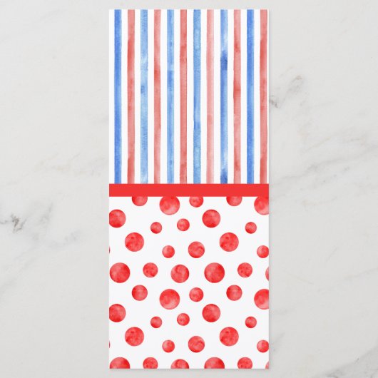 Fun Summer Red Blue Event Menü Flat Card Menükarte (Rückseite)