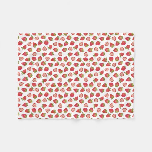 Fun Summer Strawberry Muster Fleecedecke (Vorderseite (Horizontal))
