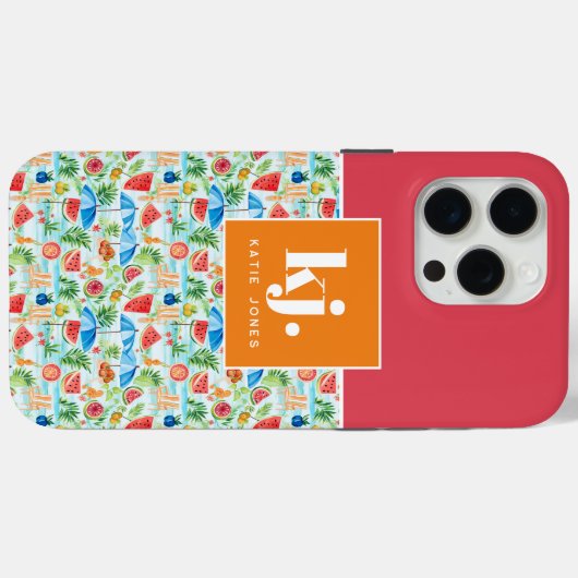 Fun Summer Stylish Monogram Case-Mate iPhone Hülle (Rückseite (Horizontal))