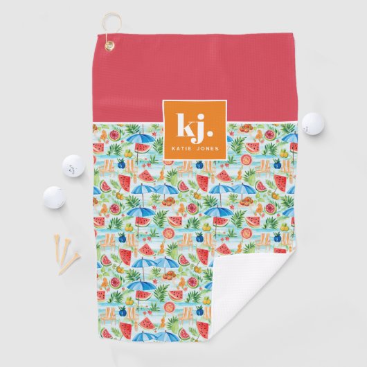 Fun Summer Stylish Monogram Golfhandtuch (Insitu)