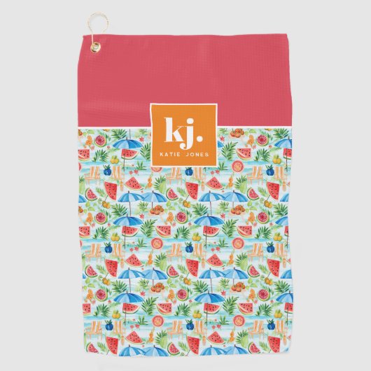 Fun Summer Stylish Monogram Golfhandtuch (Vorderseite)